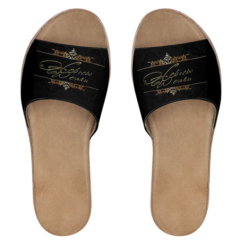 Hebrew Woman (01): Refined in Gold, Rooted in Strength) | Leather Slide Sandals