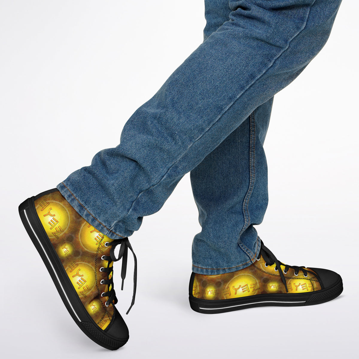 Creator Yahuah (01–02): Sun, Earth & Fire | Unisex High-Top Canvas Shoes