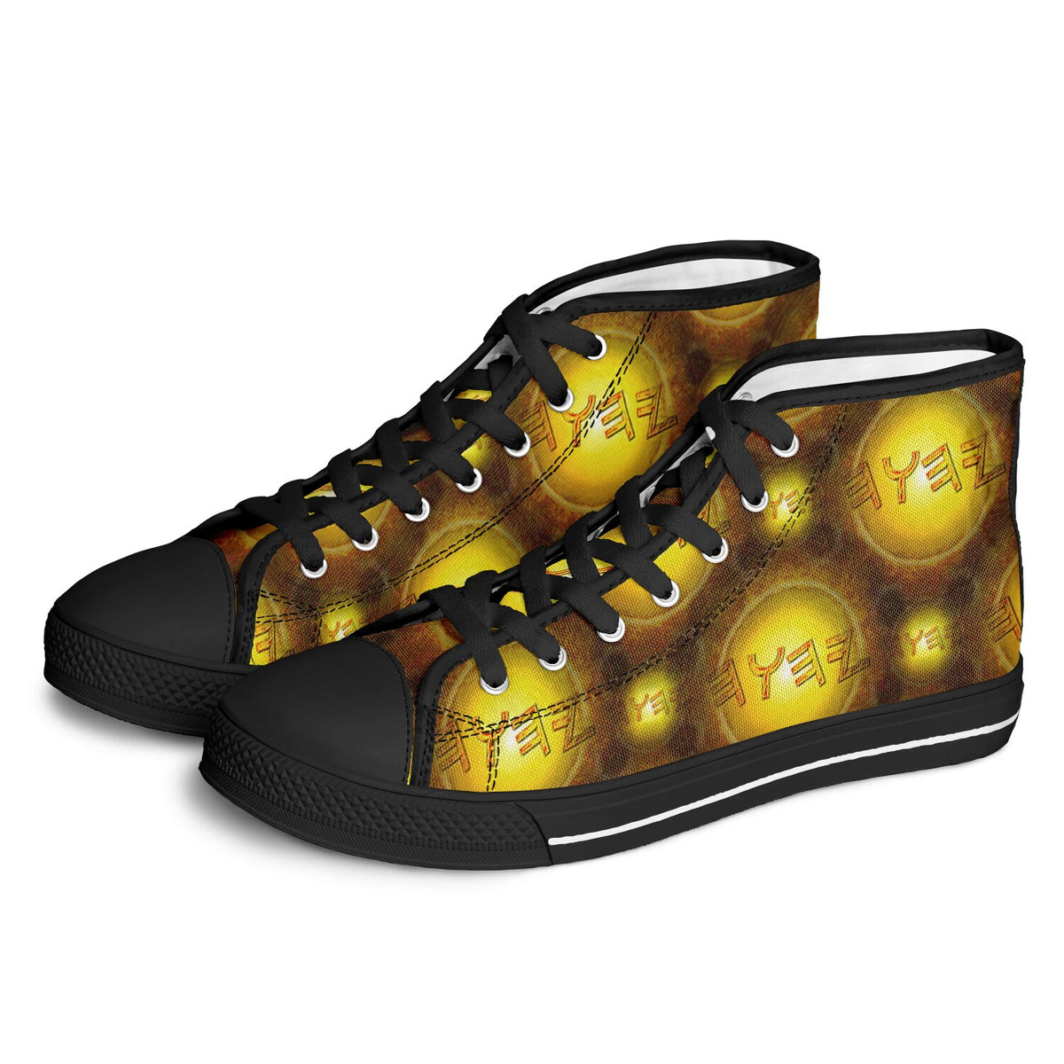 Creator Yahuah (01–02): Sun, Earth & Fire | Unisex High-Top Canvas Shoes