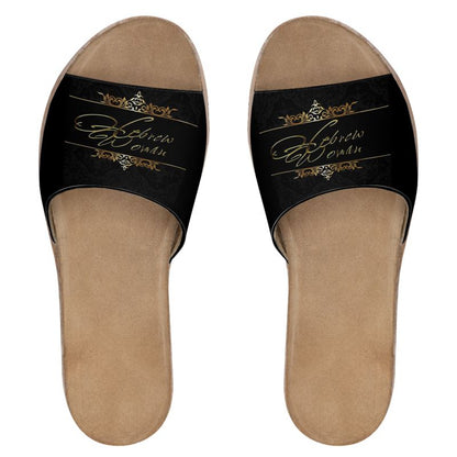 Hebrew Woman (01): Refined in Gold, Rooted in Strength) | Leather Slide Sandals