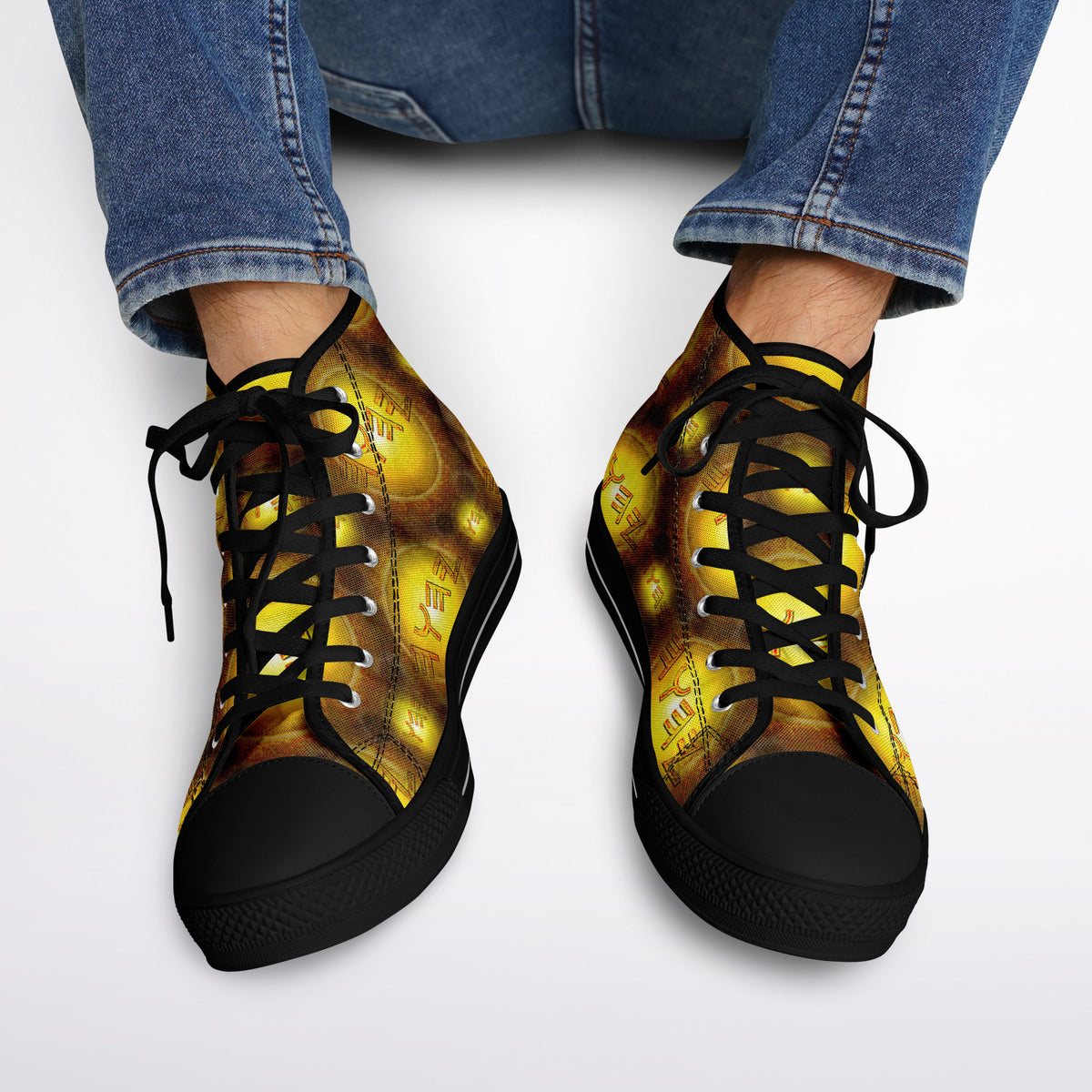 Creator Yahuah (01–02): Sun, Earth & Fire | Unisex High-Top Canvas Shoes