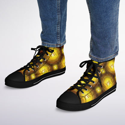 Creator Yahuah (01–02): Sun, Earth & Fire | Unisex High-Top Canvas Shoes
