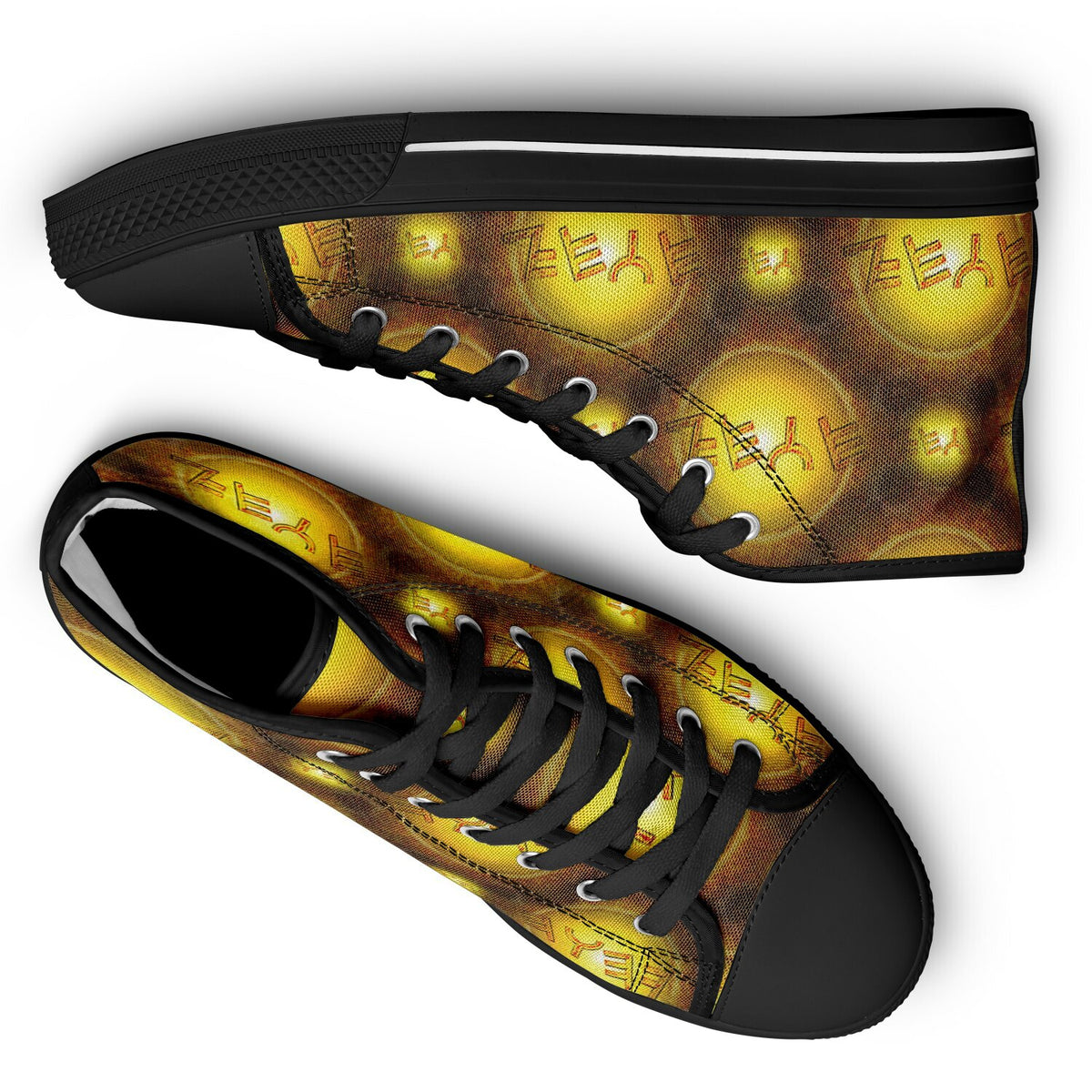 Creator Yahuah (01–02): Sun, Earth & Fire | Unisex High-Top Canvas Shoes
