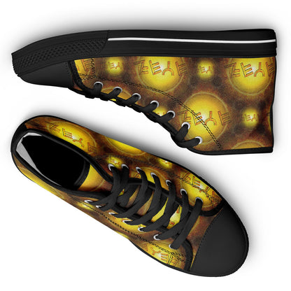 Creator Yahuah (01–02): Sun, Earth & Fire | Unisex High-Top Canvas Shoes
