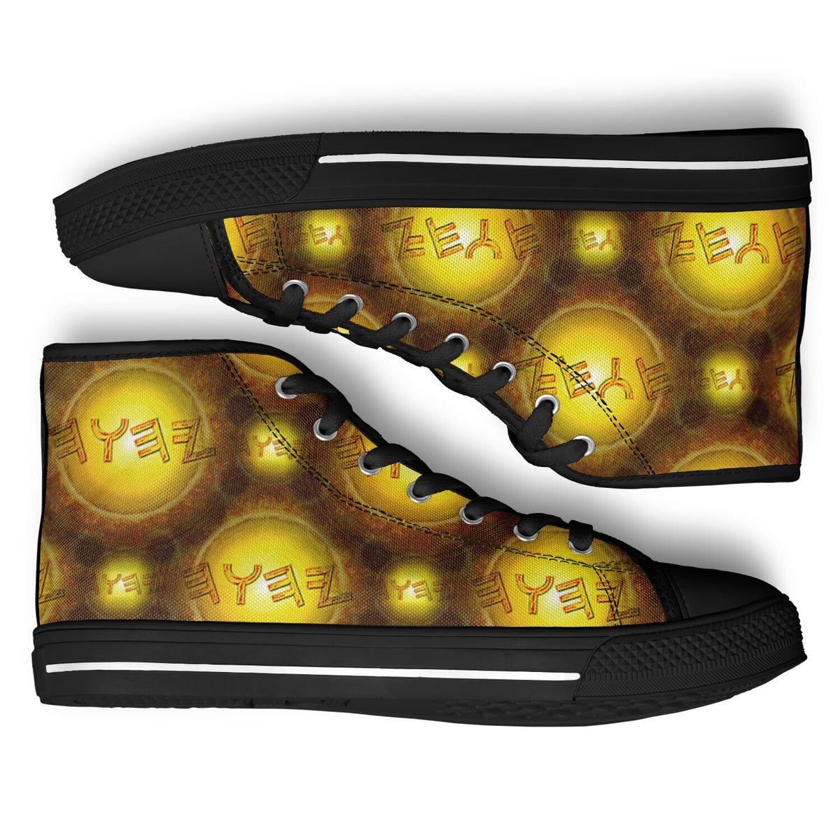 Creator Yahuah (01–02): Sun, Earth & Fire | Unisex High-Top Canvas Shoes
