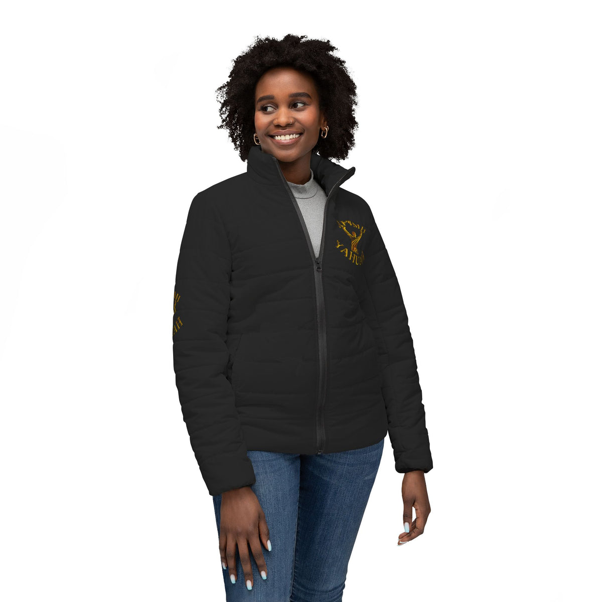 All Praise The Most High Yahuah (01–01) | Women's Puffer Jacket | Black