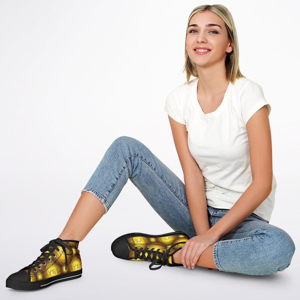 Creator Yahuah (01–02): Sun, Earth & Fire | Unisex High-Top Canvas Shoes