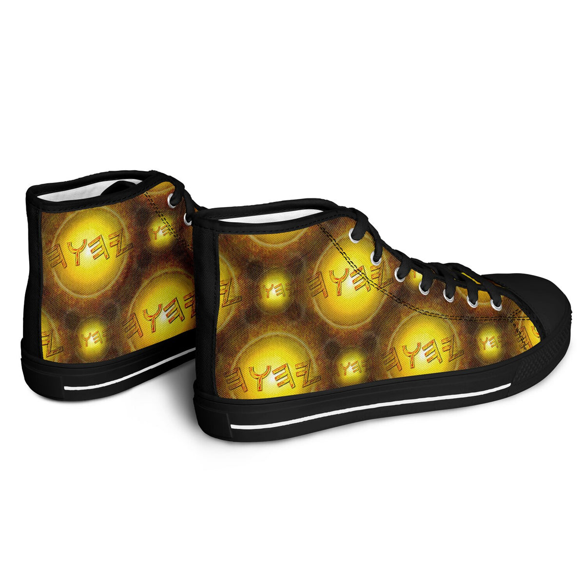 Creator Yahuah (01–02): Sun, Earth & Fire | Unisex High-Top Canvas Shoes