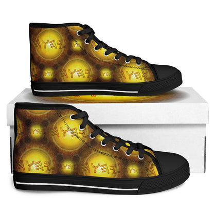 Creator Yahuah (01–02): Sun, Earth & Fire | Unisex High-Top Canvas Shoes